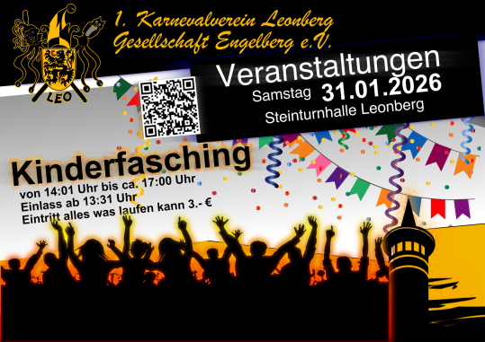 🎉👑 Einladung zum großen Kinderfasching des 1. Karnevalverein Leonberg! 👑🎉